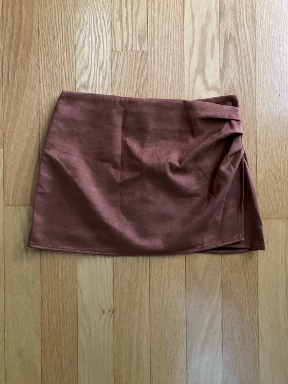 Amazon Brown Mini Skirt with Draped Side Detail